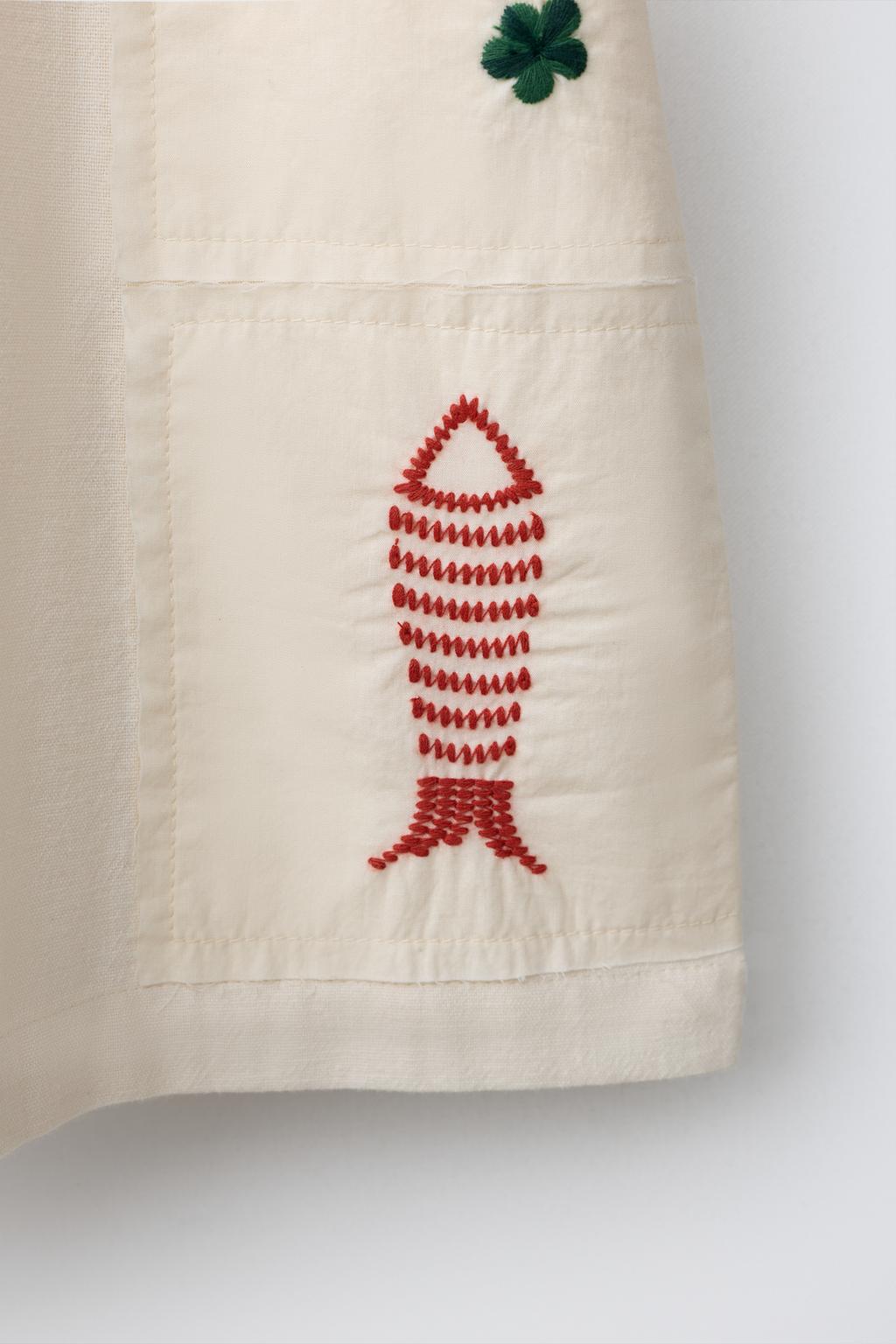 РУБАШКА ПЭЧВОРК С ВЫШИВКОЙ ИЗ ЛЬНА И ХЛОПКА