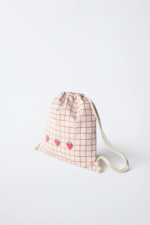 Сумка-мешок в клетку с клубникой- Заказать в России