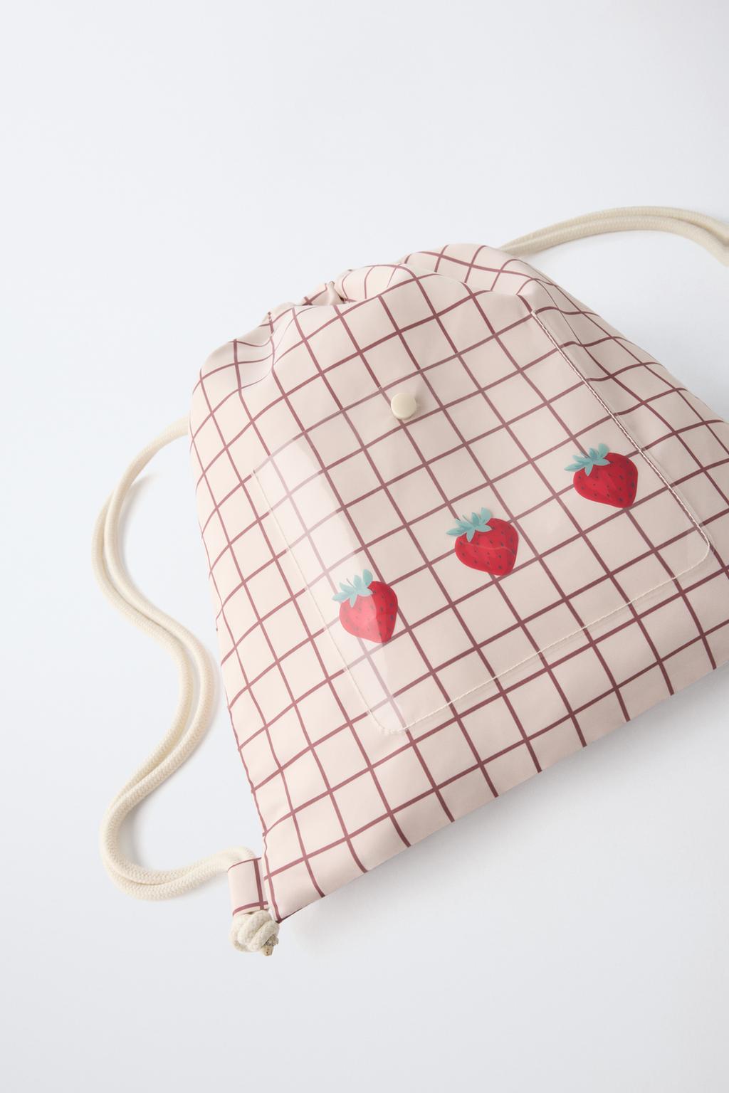 СУМКА-МЕШОК В КЛЕТКУ С КЛУБНИКОЙ