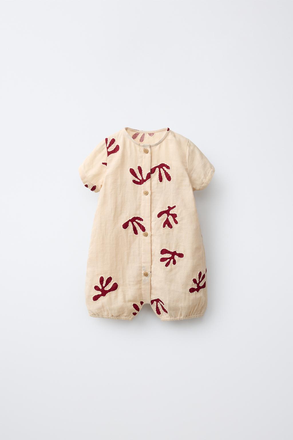 КОМБИНЕЗОН ИЗ ТЕКСТУРИРОВАННОЙ ТКАНИ С ВЫШИВКОЙ