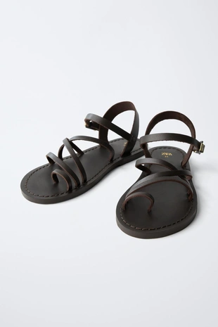 Кожаные сандалии с ремешками- Заказать в России