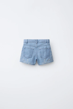 Джинсовые бермуды с вышивкой- Заказать в России