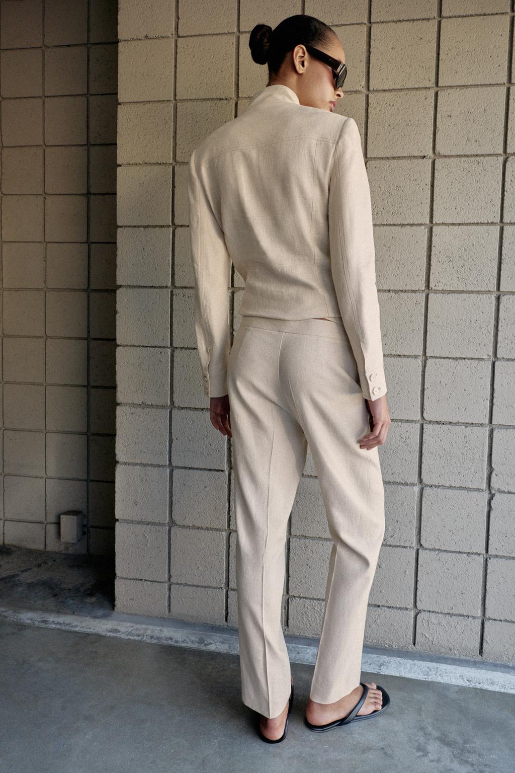 ЗАУЖЕННЫЕ БРЮКИ ИЗ СМЕСОВОГО ЛЬНА