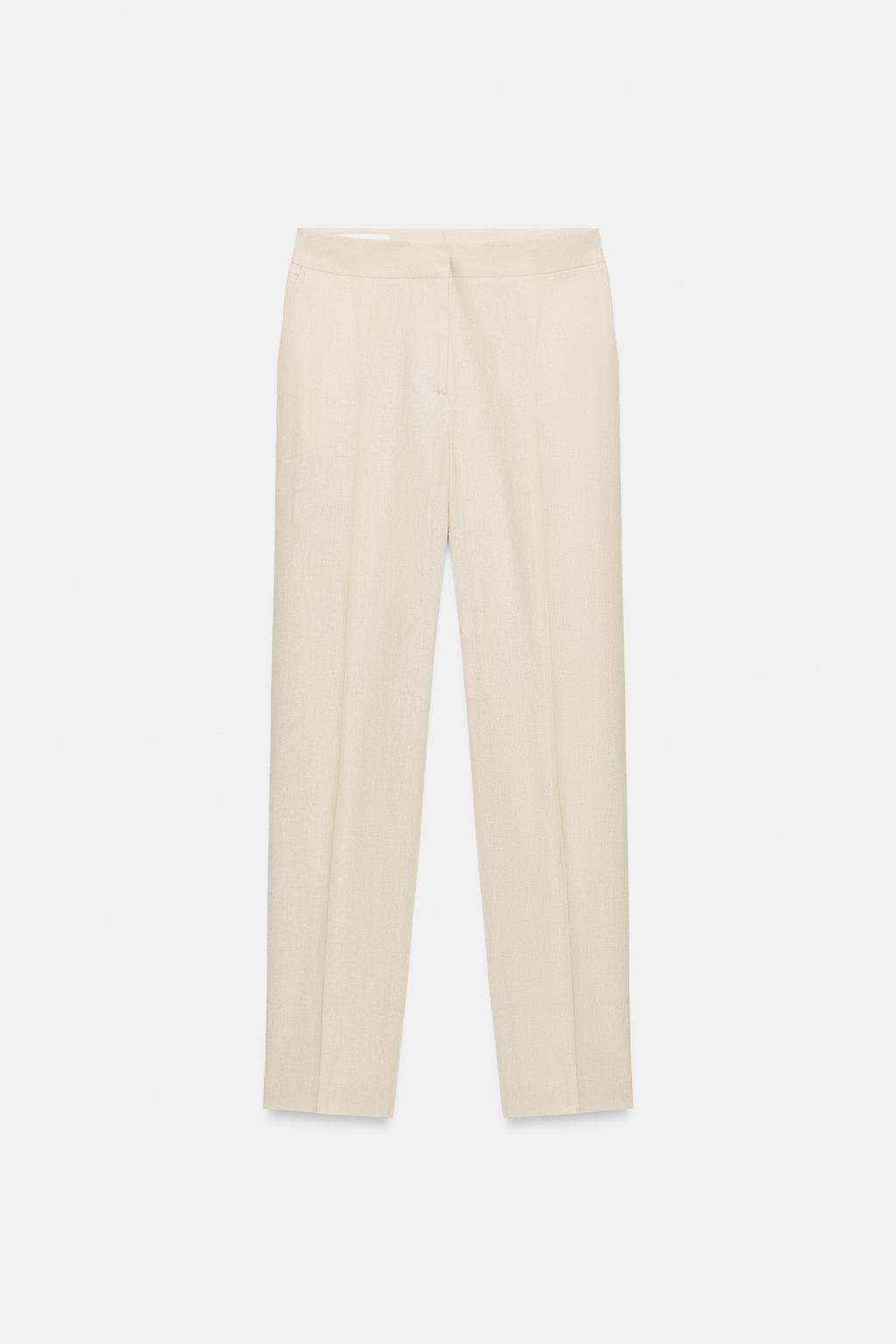 ЗАУЖЕННЫЕ БРЮКИ ИЗ СМЕСОВОГО ЛЬНА