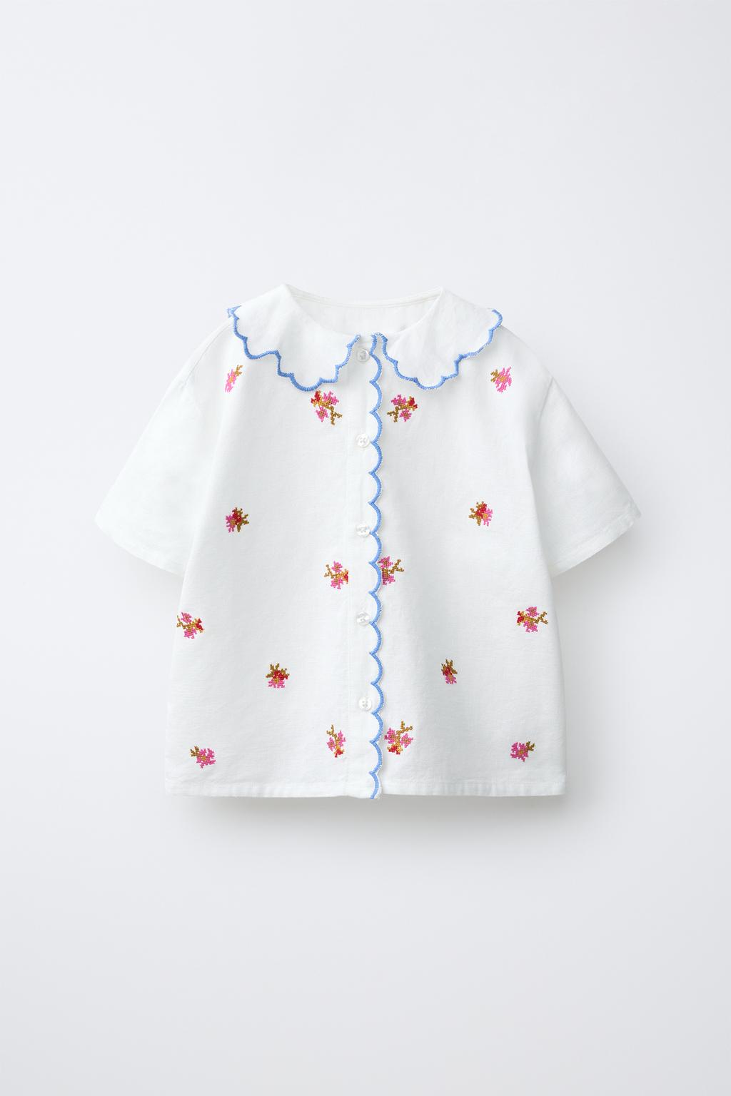 4-10 ЛЕТ/ПИЖАМА С ВЫШИВКОЙ ИЗ ХЛОПКА И ЛЬНА