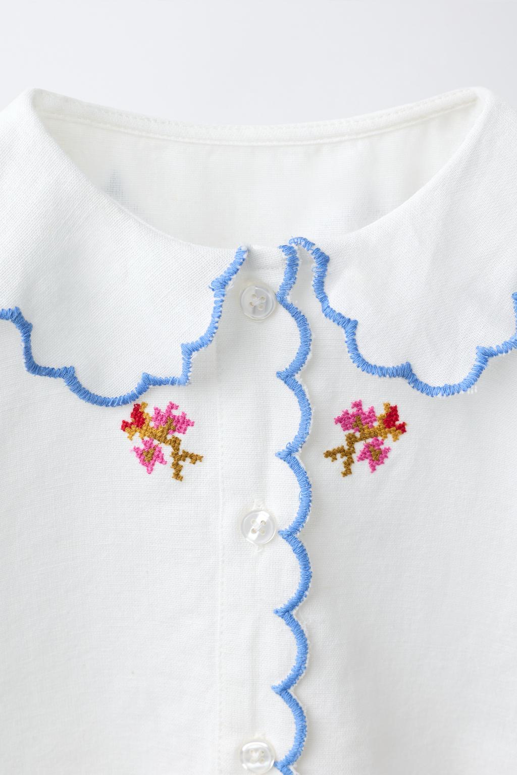 4-10 ЛЕТ/ПИЖАМА С ВЫШИВКОЙ ИЗ ХЛОПКА И ЛЬНА