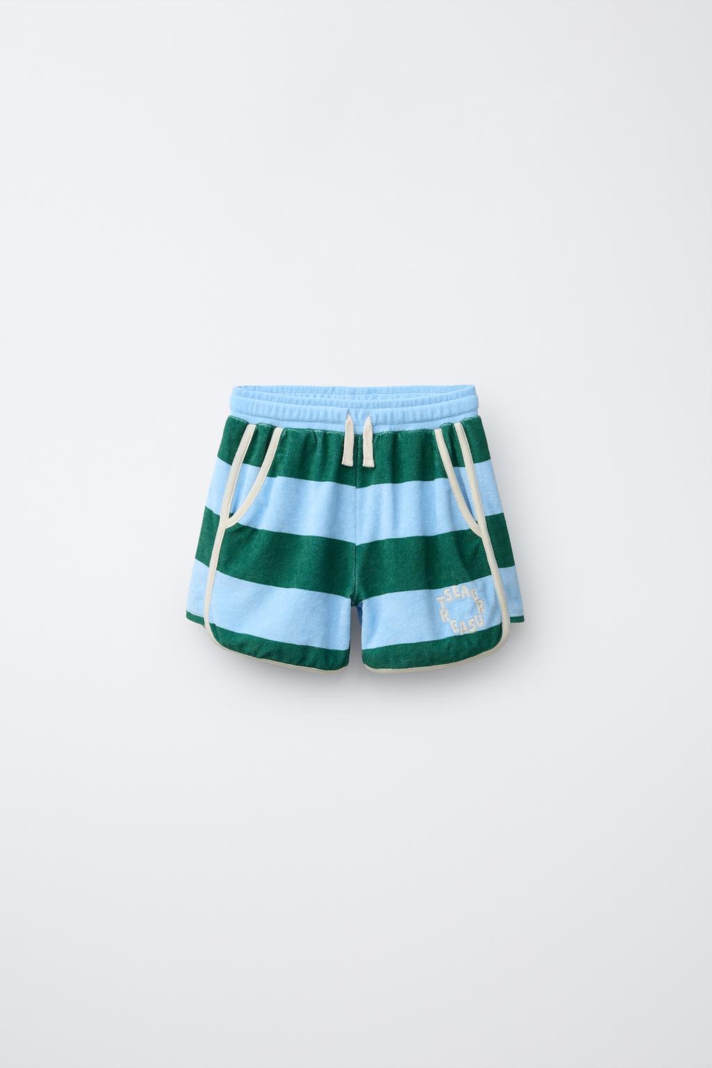 ШОРТЫ ИЗ МАХРОВОЙ ТКАНИ В ПОЛОСКУ