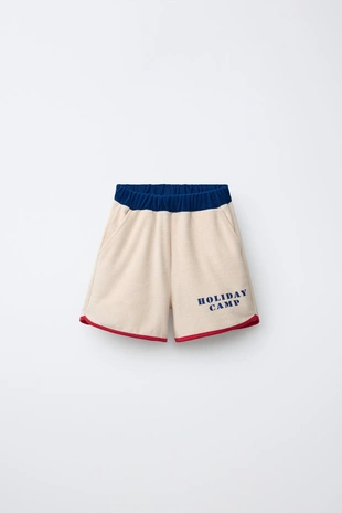 Шорты-бермуды из махровой ткани с контрастными деталями- Заказать в России