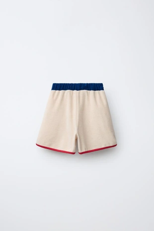 Шорты-бермуды из махровой ткани с контрастными деталями- Заказать в России