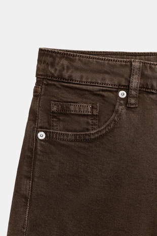 Brown | 2569/418/700 - Zara Джинсы TRF CROPPED FLARE с высокой посадкой