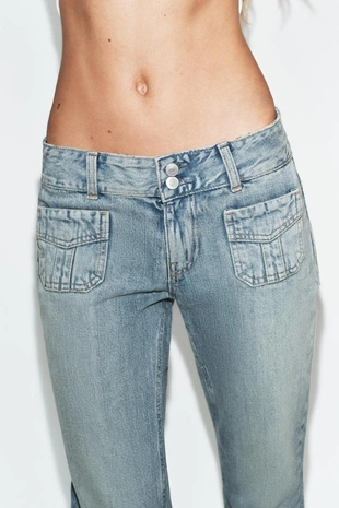 Light blue | 6045/011/406 - Zara Джинсы TRF с низкой посадкой и карманами
