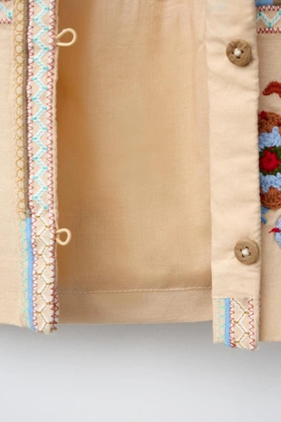 Куртка из хлопка и льна с вышивкой- Заказать в России