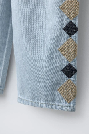 Джинсы Wide Leg с вышивкой- Заказать в России