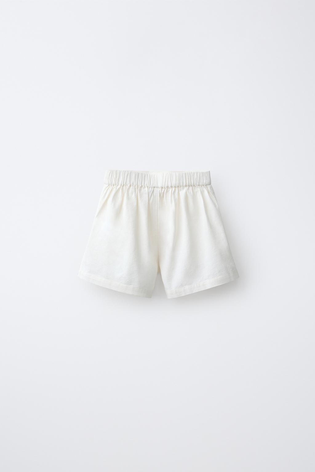 ШОРТЫ ИЗ ХЛОПКА И ЛЬНА С ВЫШИВКОЙ ЦВЕТОВ