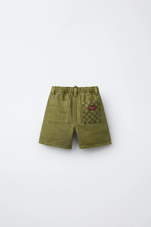 Бермуды из саржи в клетку с карманами- Заказать в России