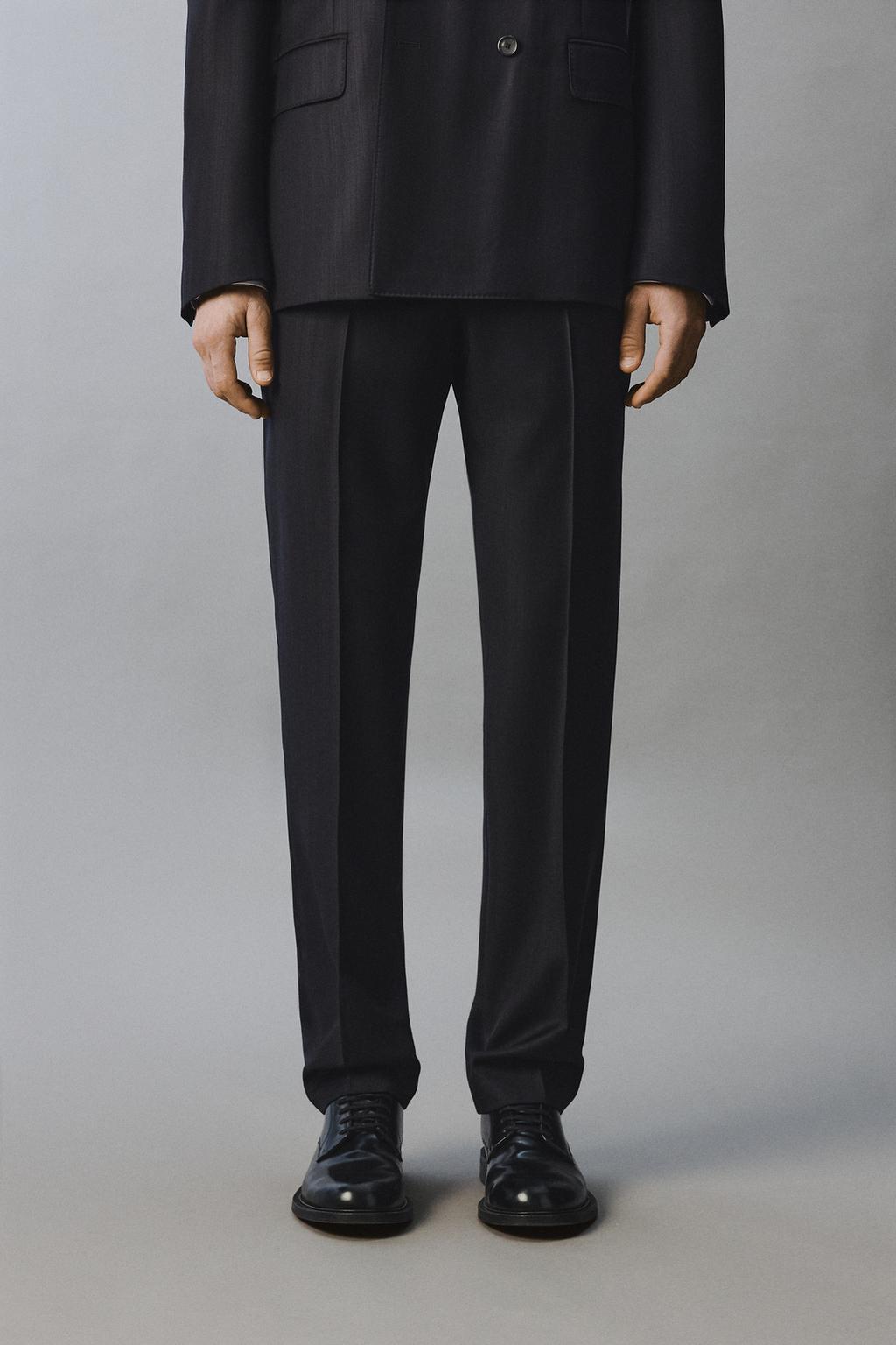 КОСТЮМНЫЕ БРЮКИ В ПОЛОСКУ ИЗ 100% ШЕРСТИ