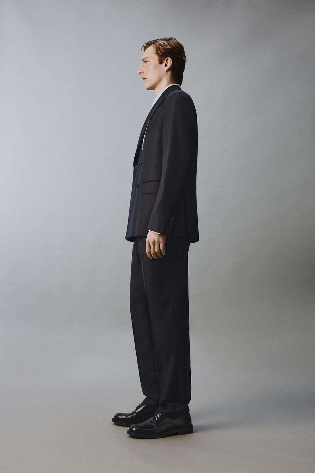 КОСТЮМНЫЕ БРЮКИ В ПОЛОСКУ ИЗ 100% ШЕРСТИ