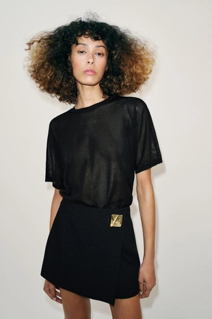 Юбка-шорты асимметричные с аппликацией- Заказать в России