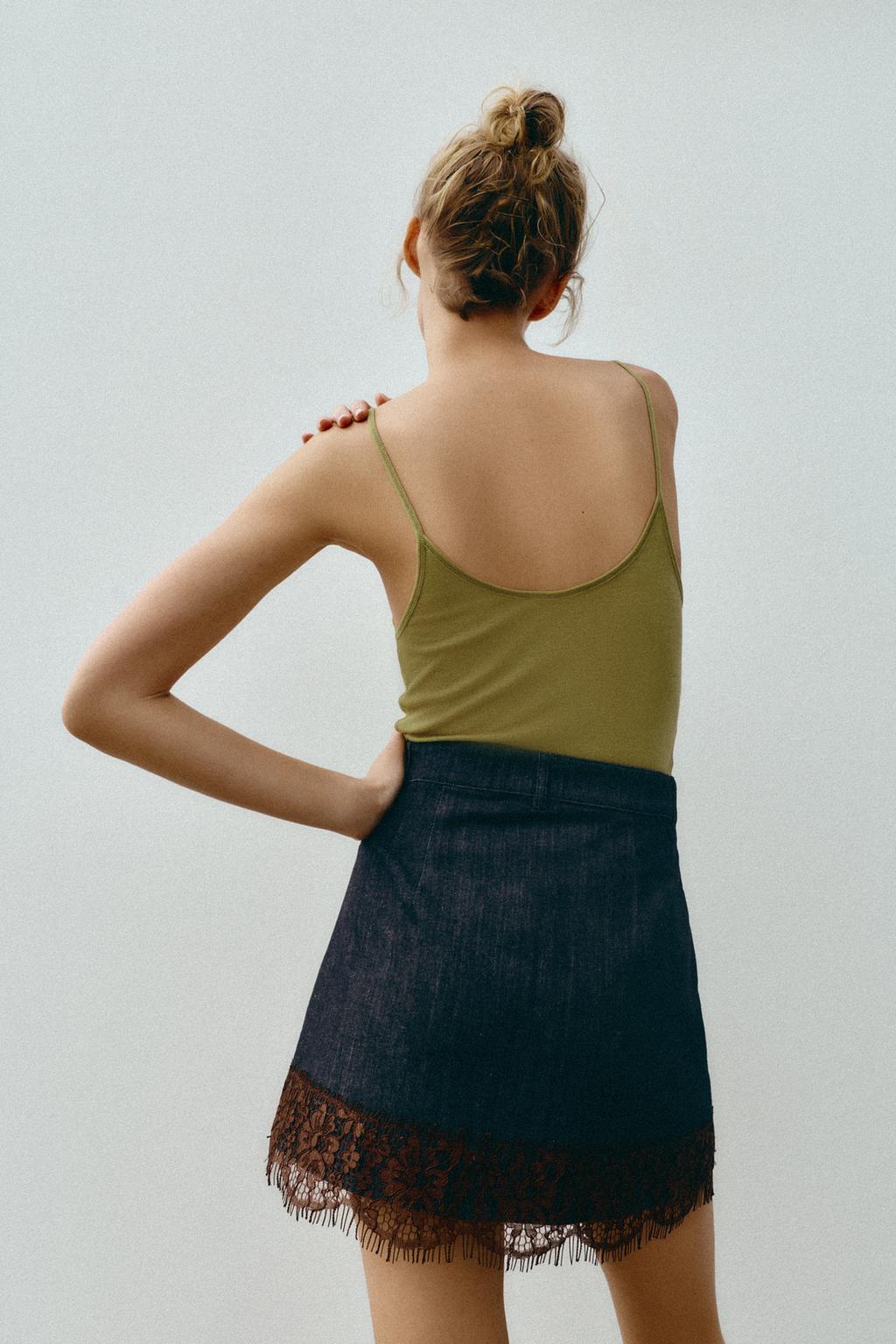 ДЖИНСОВЫЕ ЮБКА-ШОРТЫ Z1975 С КРУЖЕВОМ