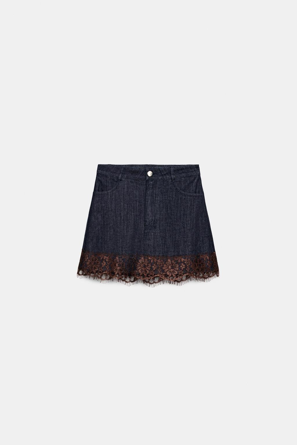 ДЖИНСОВЫЕ ЮБКА-ШОРТЫ Z1975 С КРУЖЕВОМ