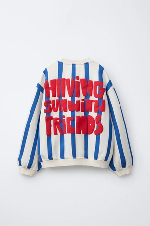 Толстовка в полоску с рельефной надписью- Заказать в России