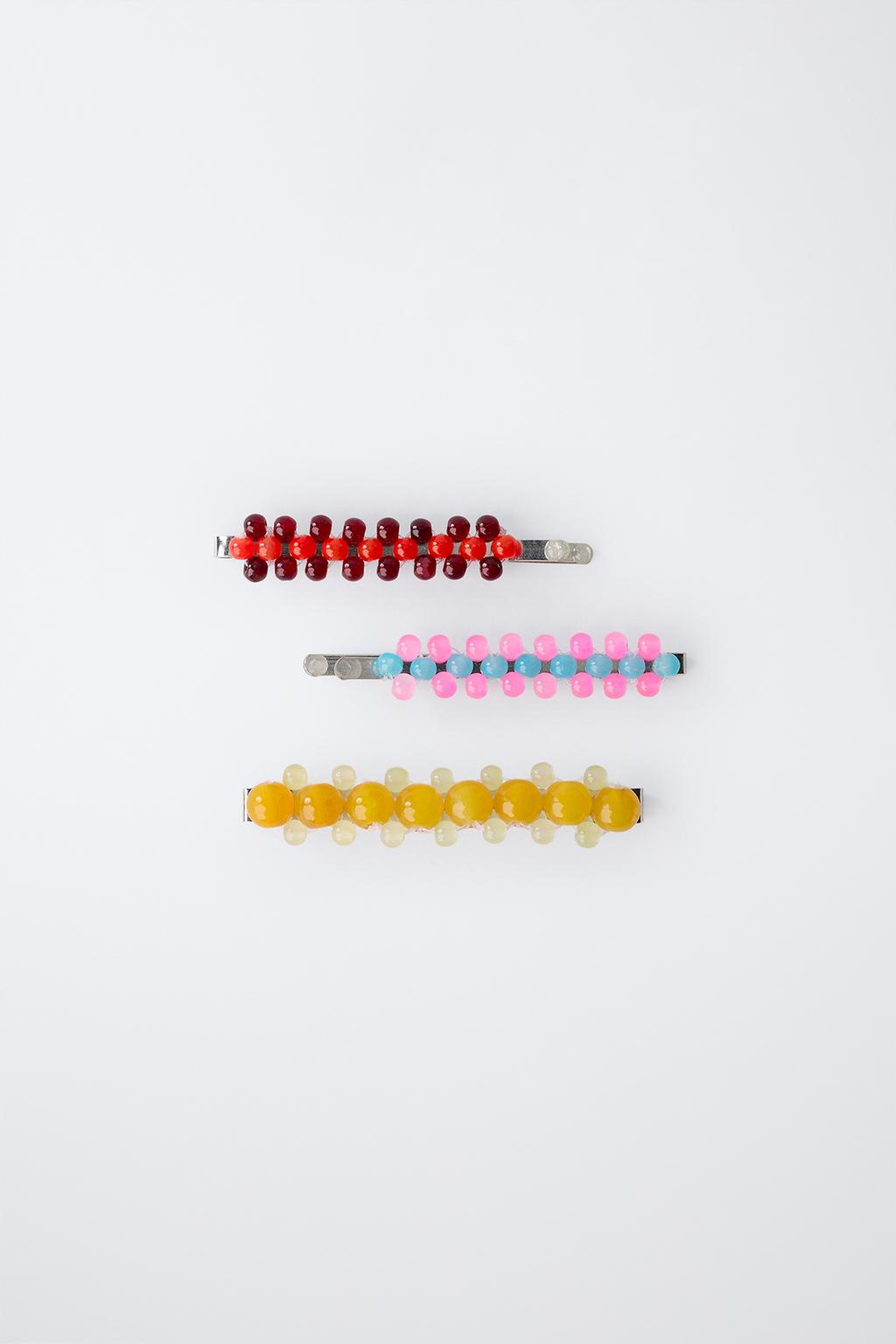 Набор из трёх заколок с бисерными деталями