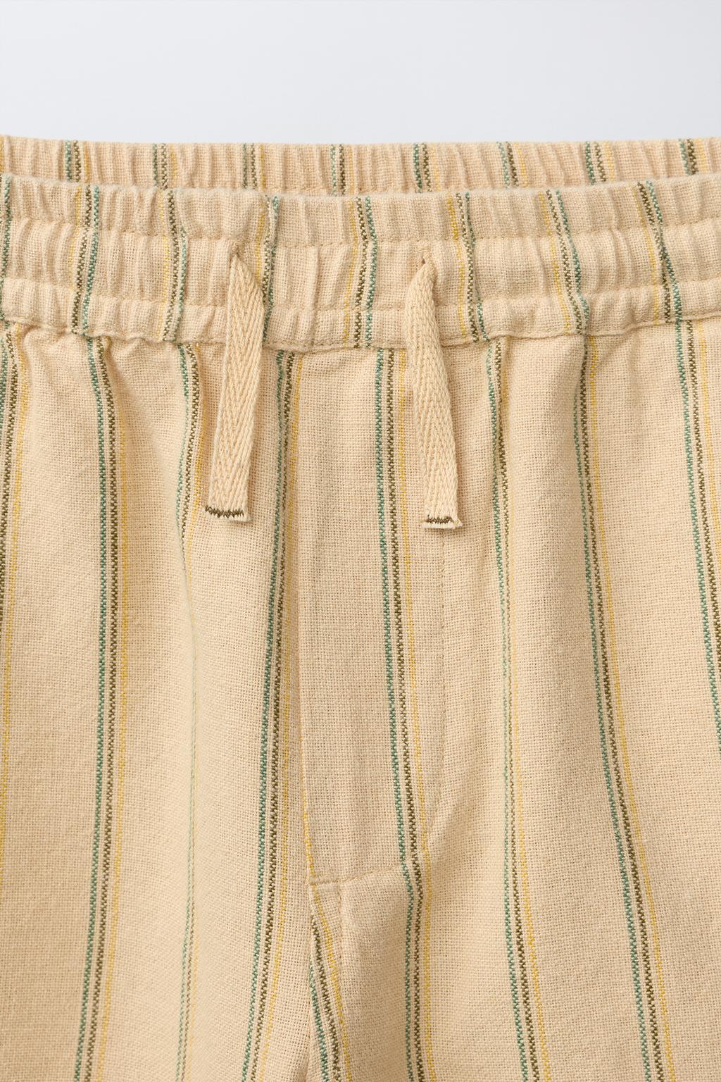 ПРЯМЫЕ БРЮКИ В ПОЛОСКУ ИЗ ХЛОПКА И ЛЬНА