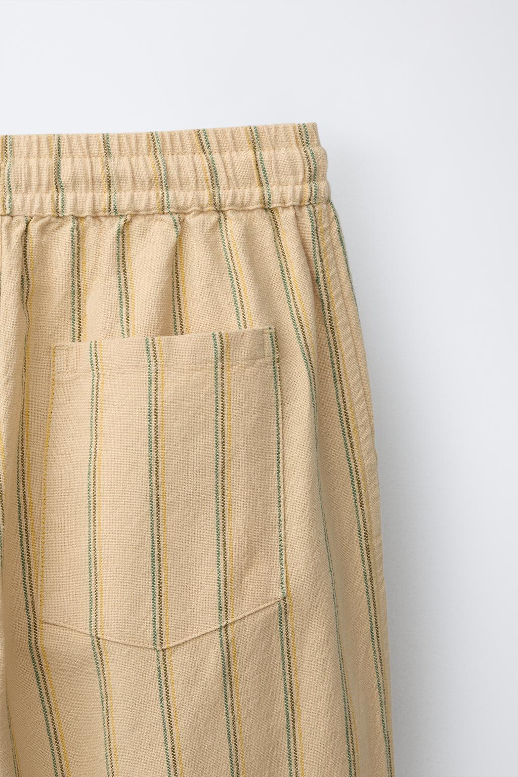 ПРЯМЫЕ БРЮКИ В ПОЛОСКУ ИЗ ХЛОПКА И ЛЬНА