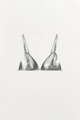 Бюстгальтер металлик из 100% кожи- Заказать в России