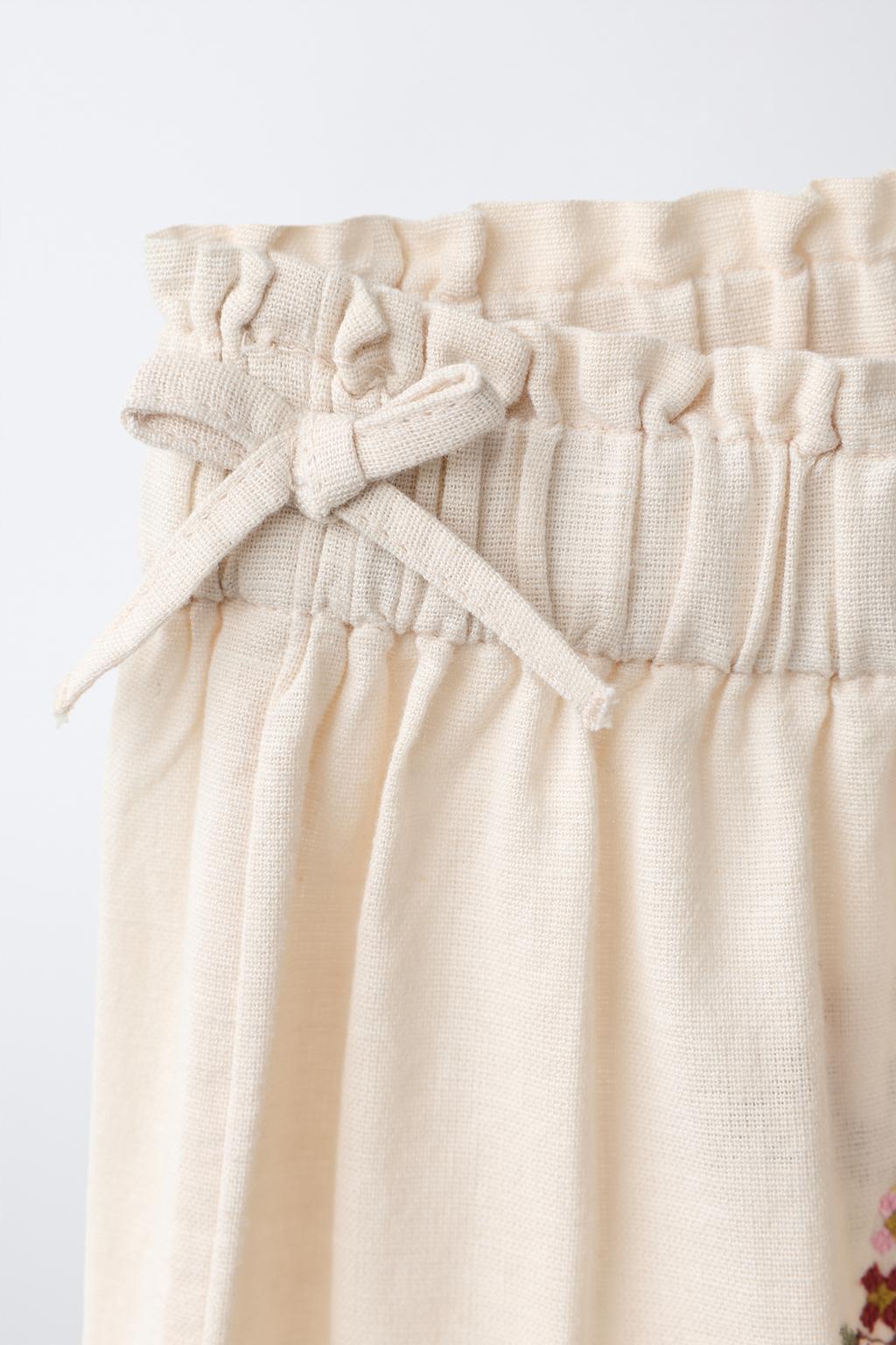 БРЮКИ ИЗ ХЛОПКА И ЛЬНА С ВЫШИВКОЙ КРЕСТИКОМ