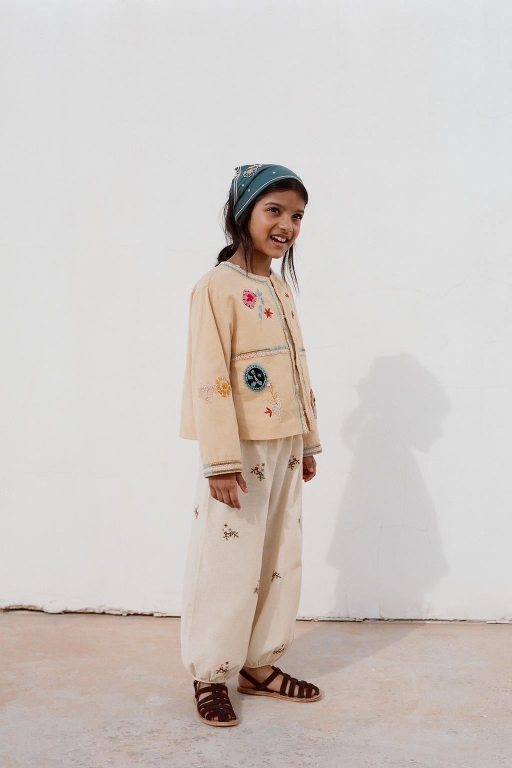 БРЮКИ ИЗ ХЛОПКА И ЛЬНА С ВЫШИВКОЙ КРЕСТИКОМ