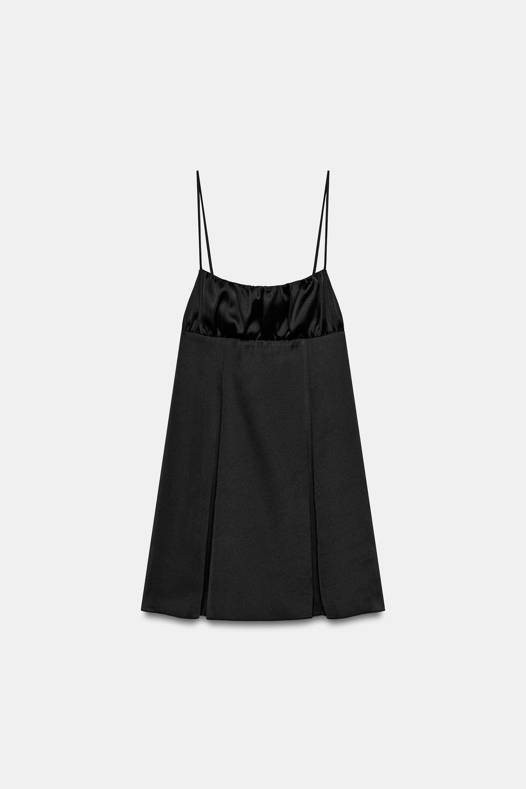 АТЛАСНОЕ МИНИ-ПЛАТЬЕ НА БРЕТЕЛЯХ