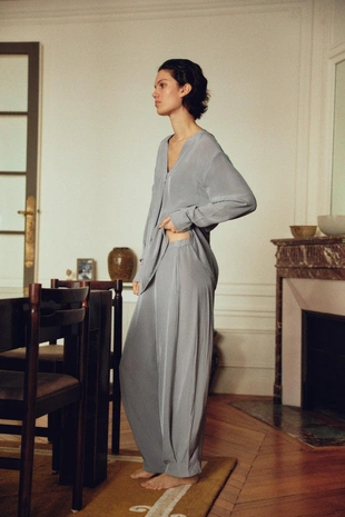 Брюки в пижамном стиле из 100% вискозы- Заказать в России