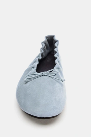 Замшевые балетки с бантом- Заказать в России