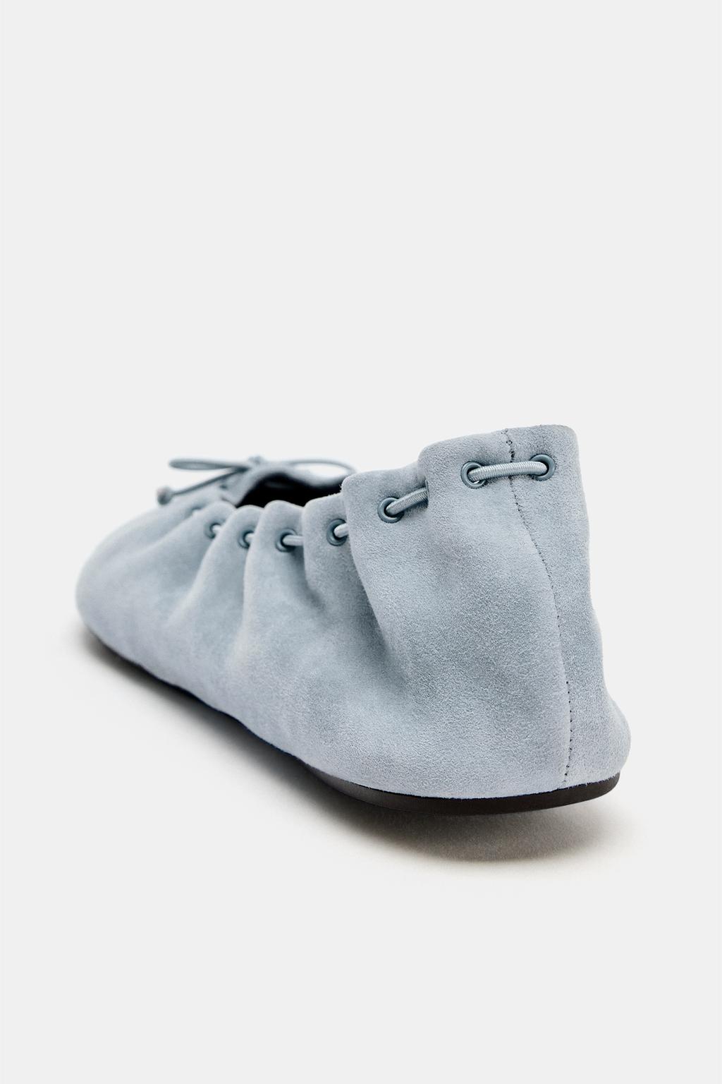 ЗАМШЕВЫЕ БАЛЕТКИ С БАНТОМ