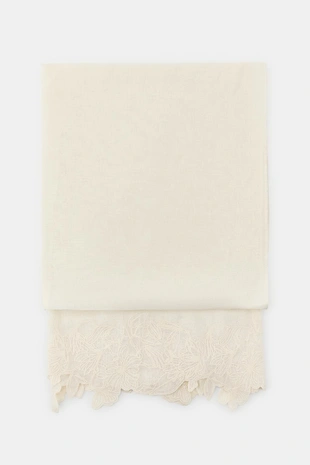 Хлопково-льняной шарф с кружевом- Заказать в России