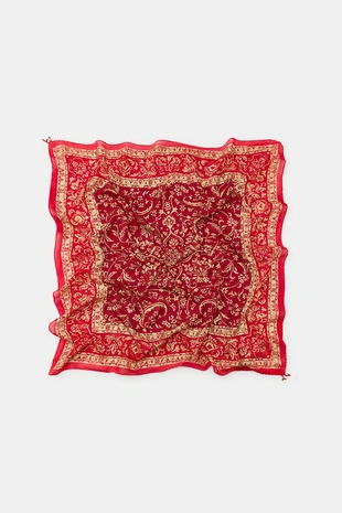 Шелковый шарф с принтом и бусинами- Заказать в России