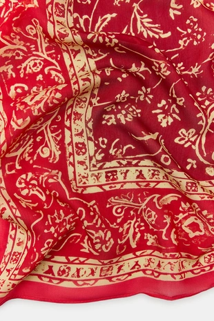 Шелковый шарф с принтом и бусинами- Заказать в России