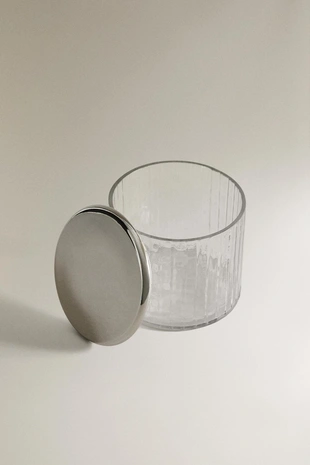 Стеклянная банка для ванной с металлической крышкой- Заказать в России