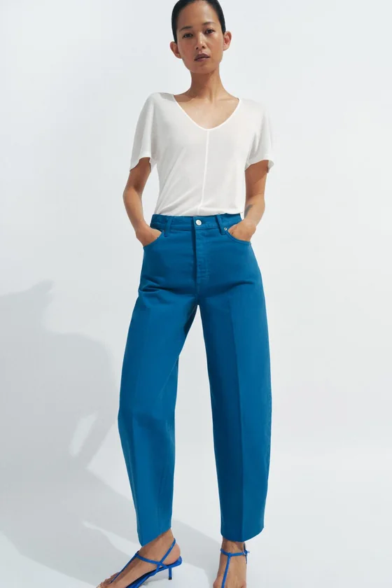 ЗАУЖЕННЫЕ ДЖИНСЫ С ВЫСОКОЙ ПОСАДКОЙ — коллекция Zara «ZW»