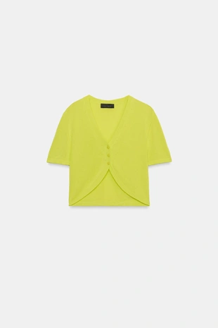 Короткий кардиган с V-образным вырезом- Заказать в России