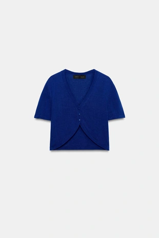 Короткий кардиган с V-образным вырезом- Заказать в России