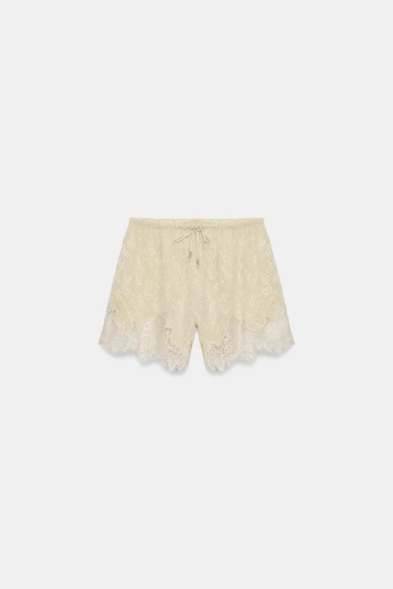 ЖАККАРДОВЫЕ ШОРТЫ С КРУЖЕВОМ — коллекция Zara «ZW»