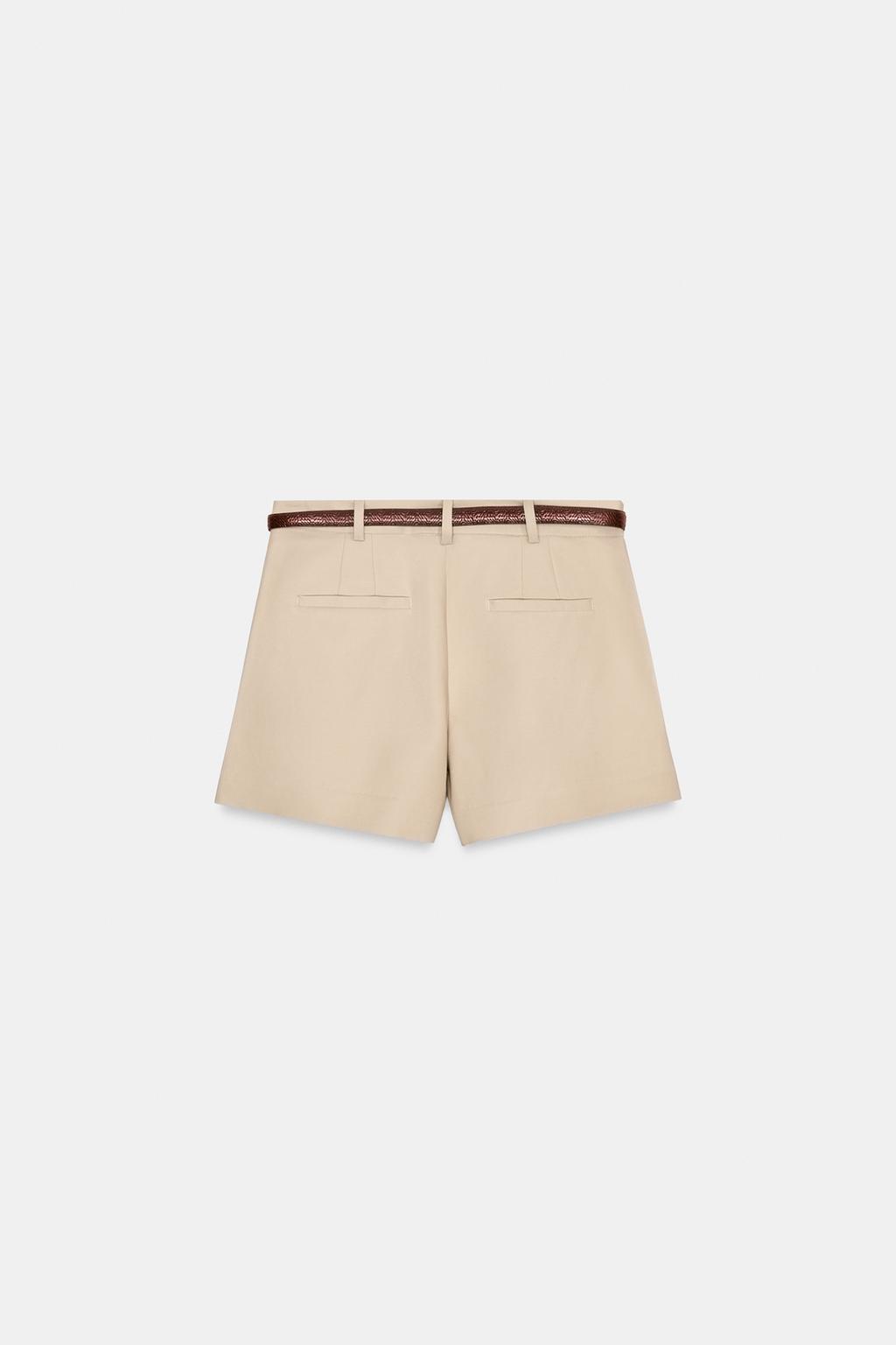 ШОРТЫ-БЕРМУДЫ С ВЫСОКОЙ ПОСАДКОЙ И РЕМНЕМ