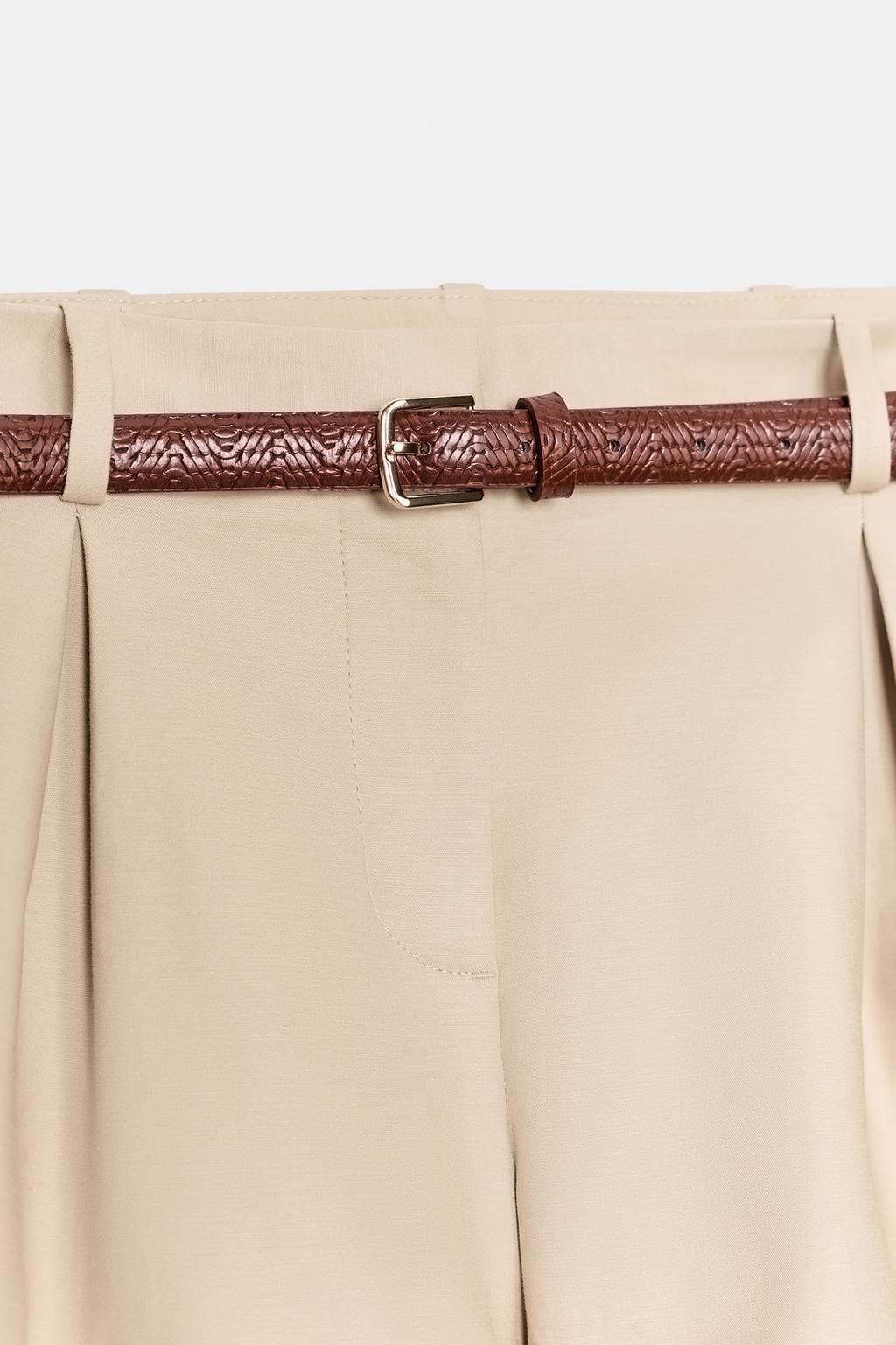 ШОРТЫ-БЕРМУДЫ С ВЫСОКОЙ ПОСАДКОЙ И РЕМНЕМ