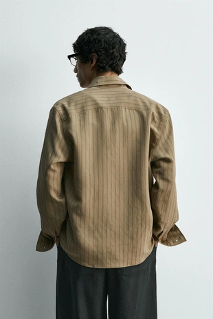 Рубашка струящегося покроя в полоску- Заказать в России