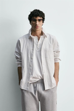 Рубашка в полоску с карманом- Заказать в России