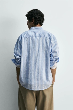 Рубашка в полоску с карманом- Заказать в России