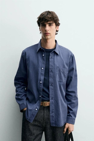 Рубашка Regular Fit из лиоцелла и хлопка