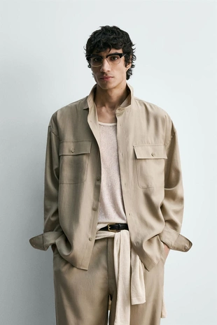 Рубашка свободного кроя с карманами